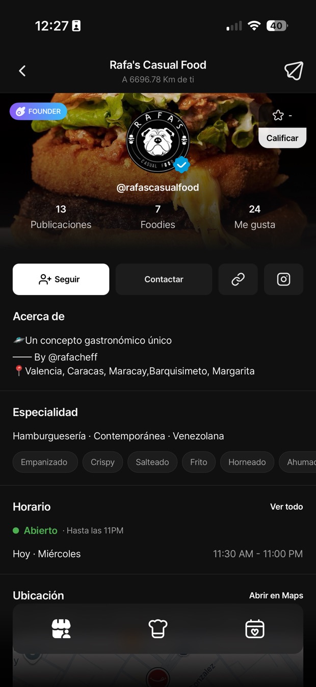 Perfil de un restaurante en Degusty