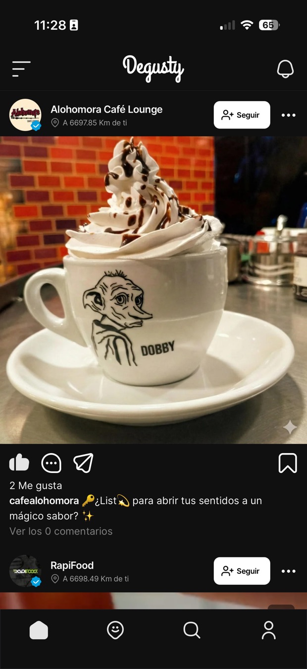Publicación de un café en el feed de Degusty